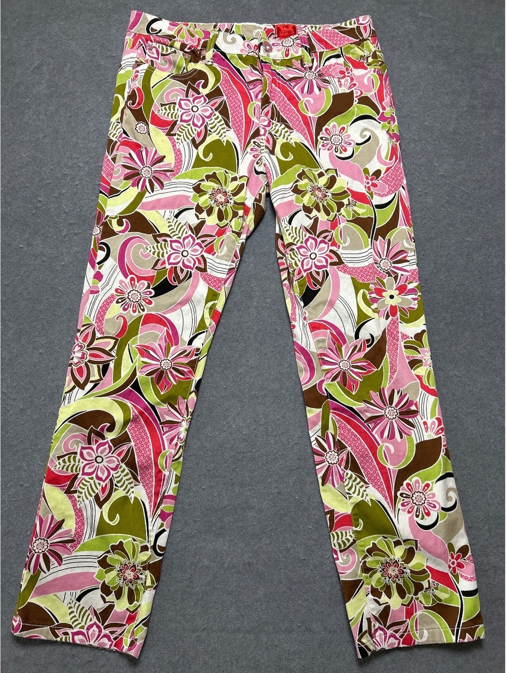 V Cristina Floral Patterned Cotton Pants Size 12